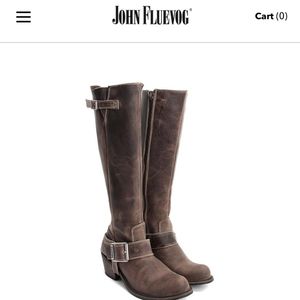 Fluevog Adriana Luna Tall Buckled Boot Sz 7 Brown